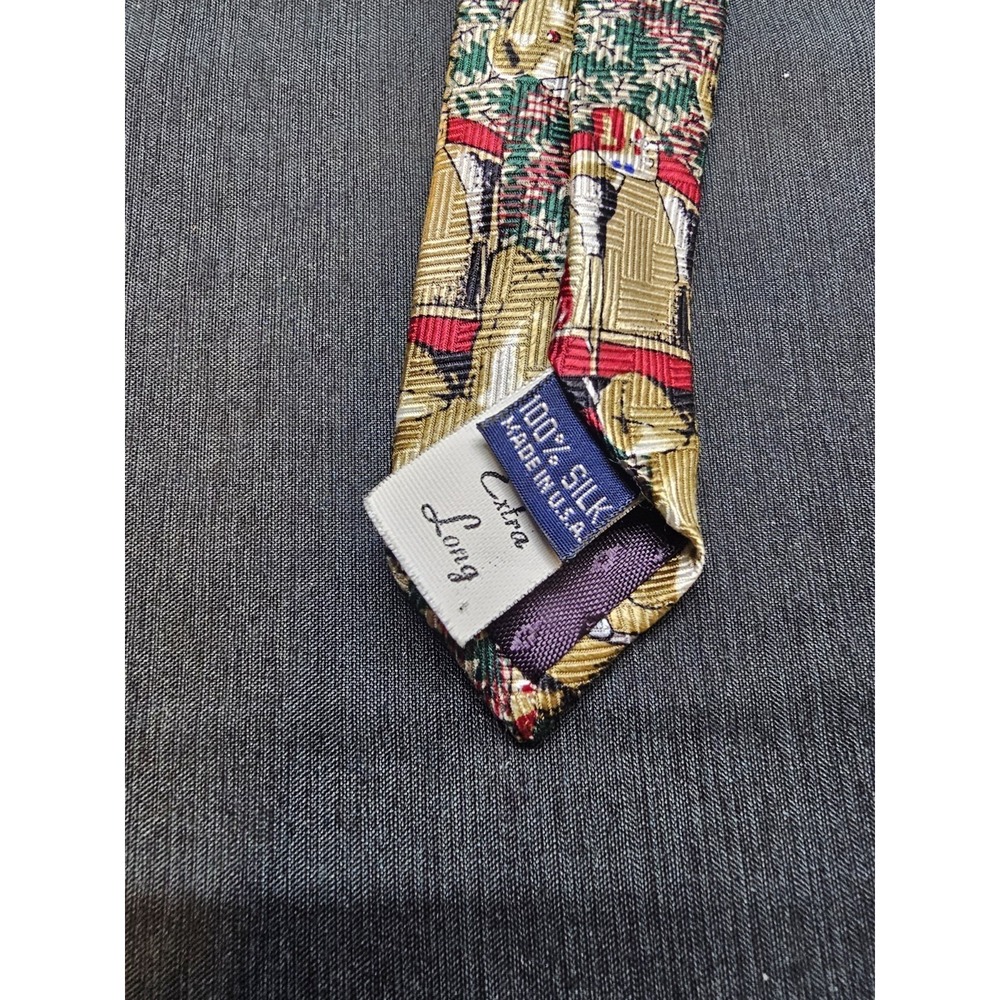 Vintage Bob Timberlake 100% Silk Necktie Holiday Teddy Bear Drumline Extra Long - Picture 3 of 3